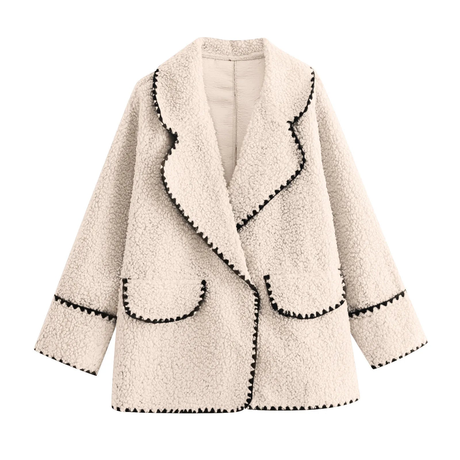 Contrast Plush Coat